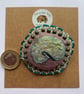 Handmade and hand painted fabric pin brooches with Pearl Nautilus design  - Image 2