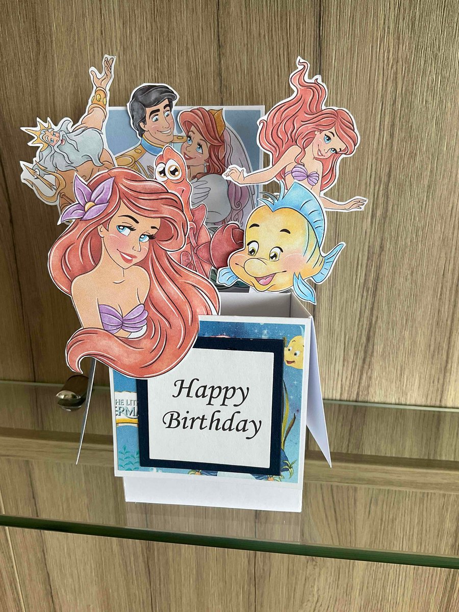 3d Pop Up Box Card Disney Style Little Mermaid 