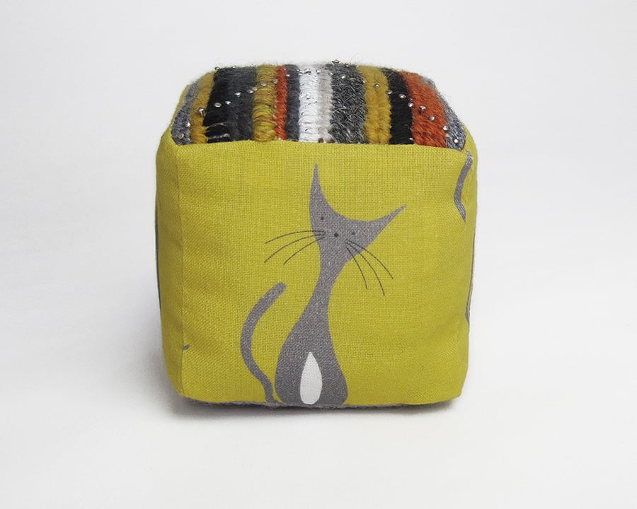 Cat cube pincushion
