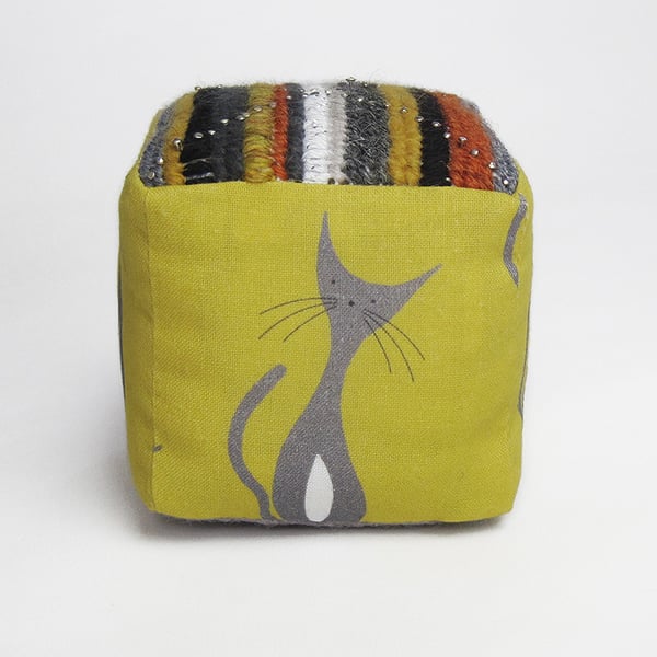 Cat cube pincushion