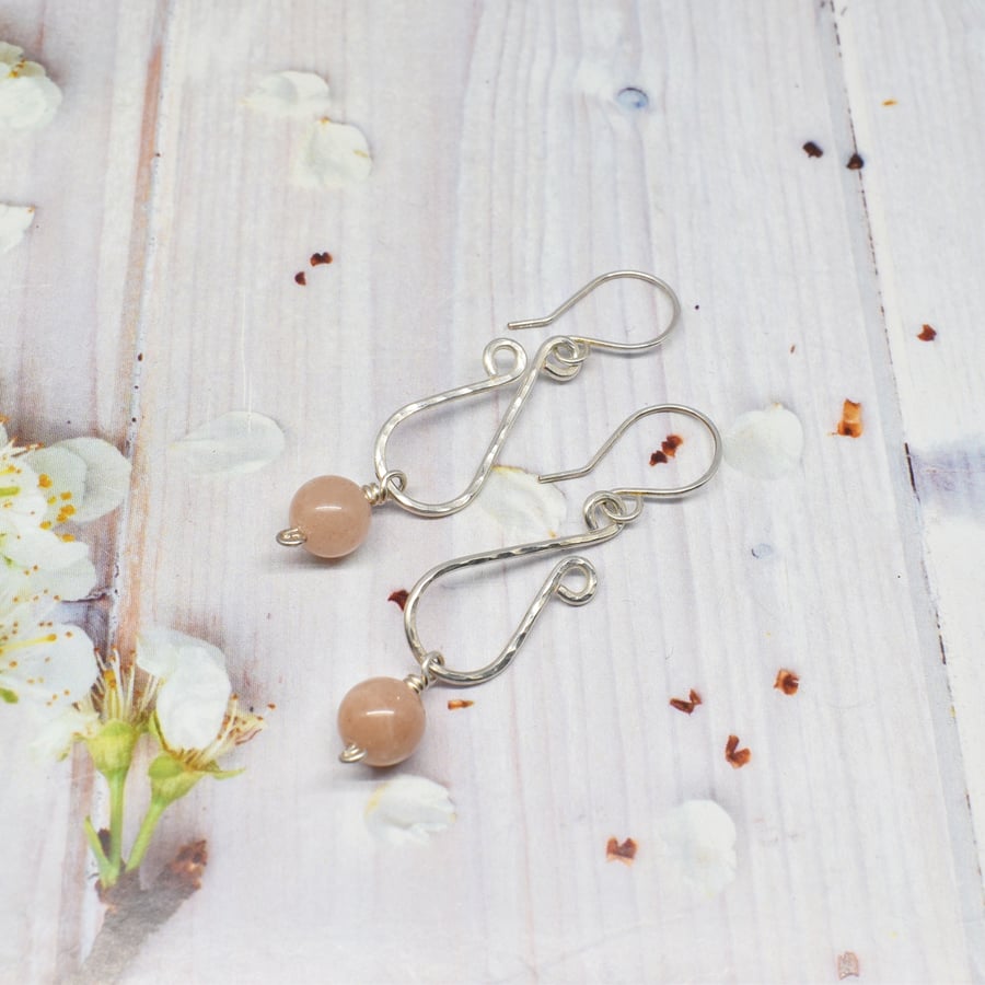 Sunstone and Silver Filled Drop Earrings