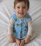 Blue train baby toddler tie bib 