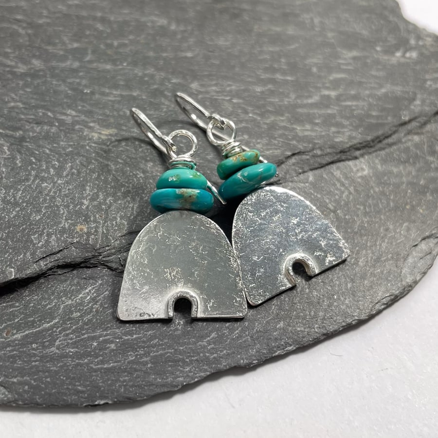 Sterling silver and turquoise Skep earrings