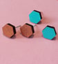 Mini colourful hexagon stud earrings - Image 2
