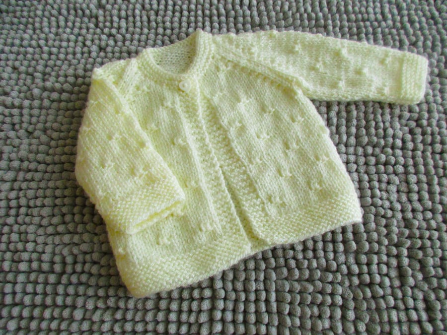 14" Newborn Cream Glitter One Button Knots Cardigan 
