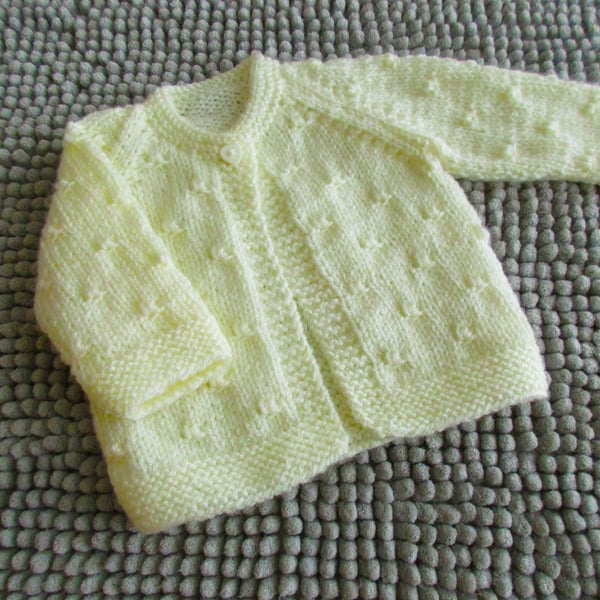 14" Newborn Cream Glitter One Button Knots Cardigan 