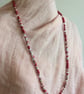 Necklace, handmade red fabric  beads. - Image 2