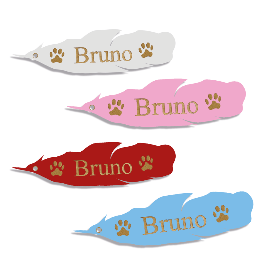 Feather Dog Cat Pet Name Personalised Dog Sign Wooden Feather Shaped Sign Plaque
