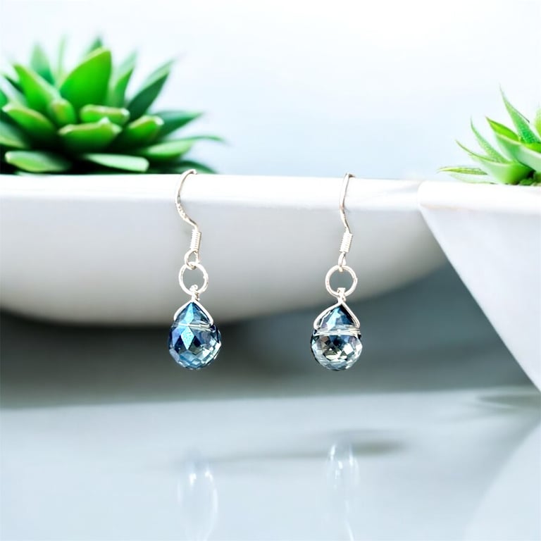 Sterling Silver Prism Crystal Earrings - Stunning - Sparkly, Gift Boxed