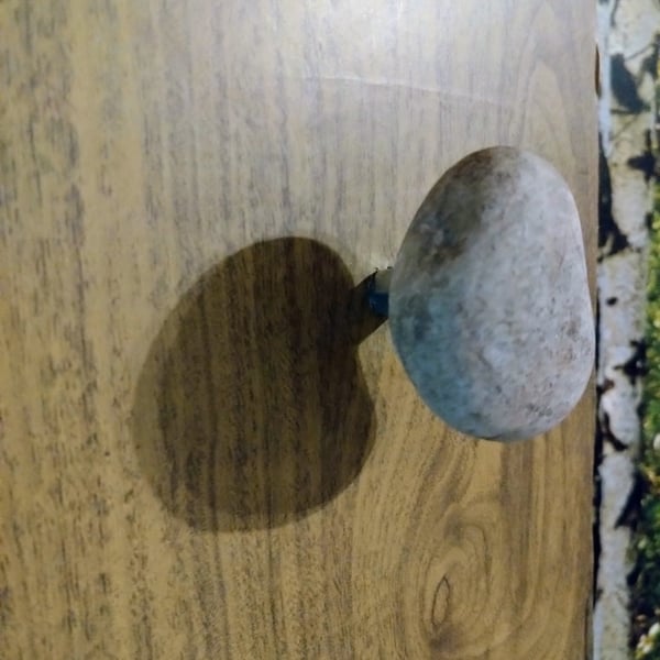 River pebble door handles, Pair of Stone Doorknobs, Beach Stone Cupboard Knob