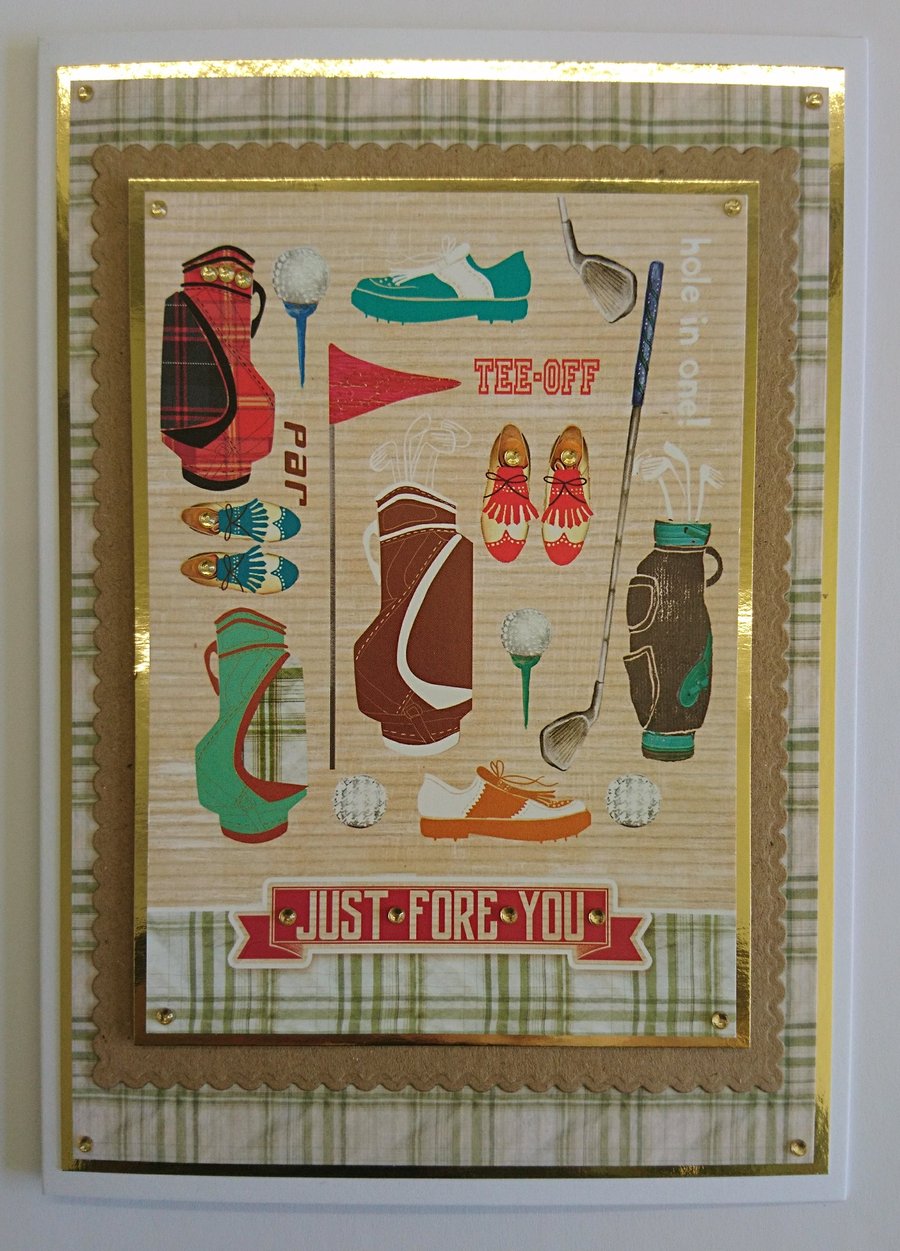 Happy Father's Day Card Golf Just Fore You Birthday 3D Luxury Handmade Card