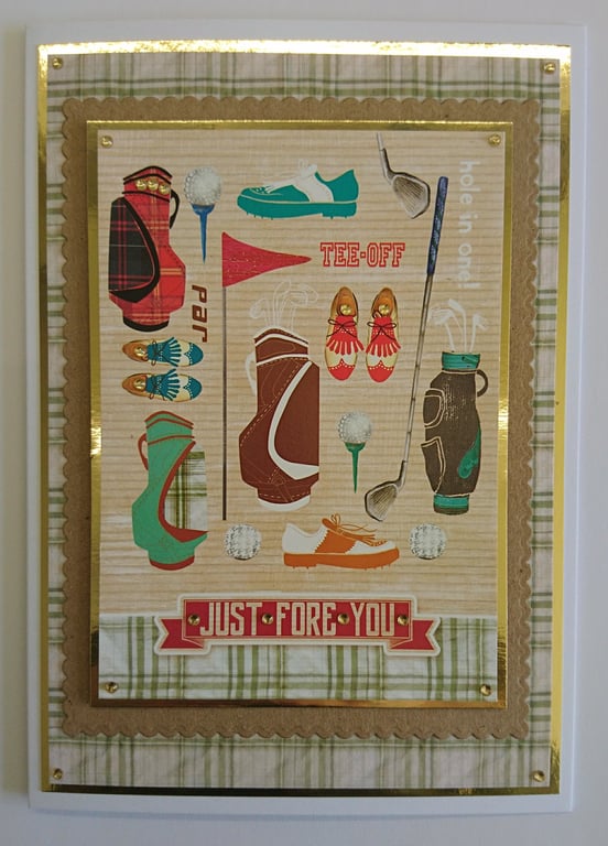 Happy Father's Day Card Golf Just Fore You Birthday 3D Luxury Handmade Card