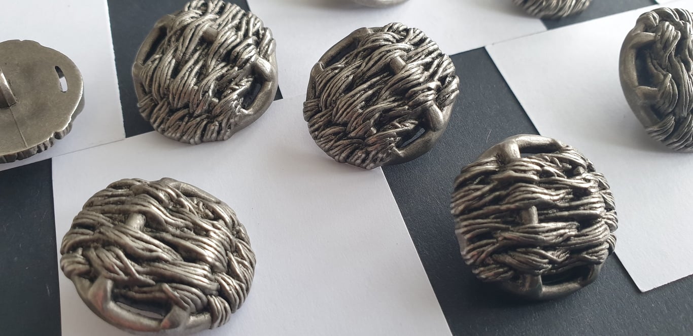 1" 25mm 40L WEAVE effect Knot Antique Silver Button Light Weight...