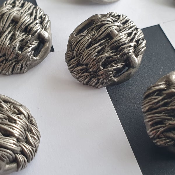 1" 25mm 40L WEAVE effect Knot Antique Silver Button Light Weight...