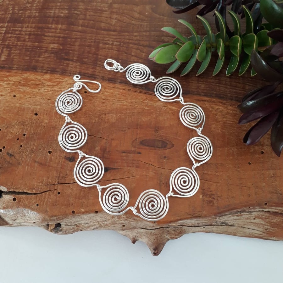 Silver Spiral Leaf Bracelet, Women's Jewellery, Anniversary Gifts For Wives 