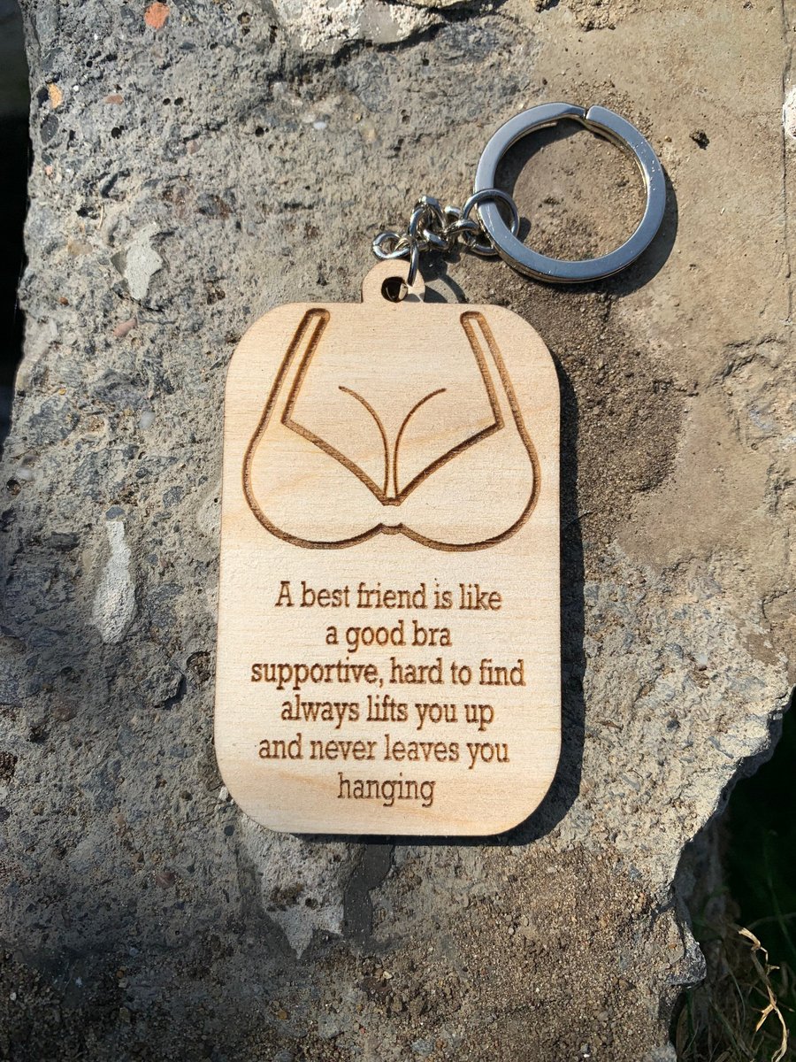 Best Friend Keyring, Funny Keyring For Her, Bestfriend Girlfriend Wooden Engrave