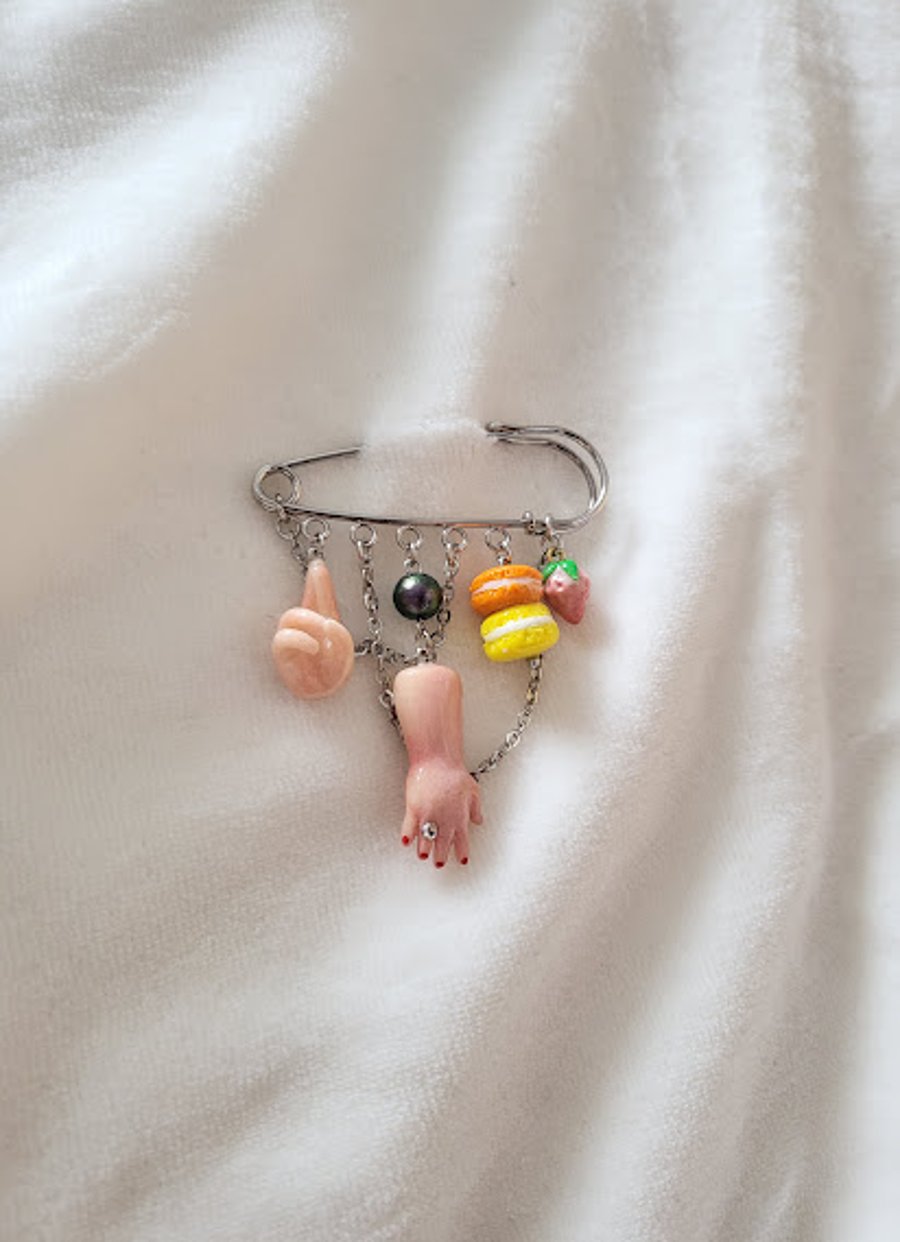 Handmade Polymer Clay Charm Brooch - The Macaroon Muse