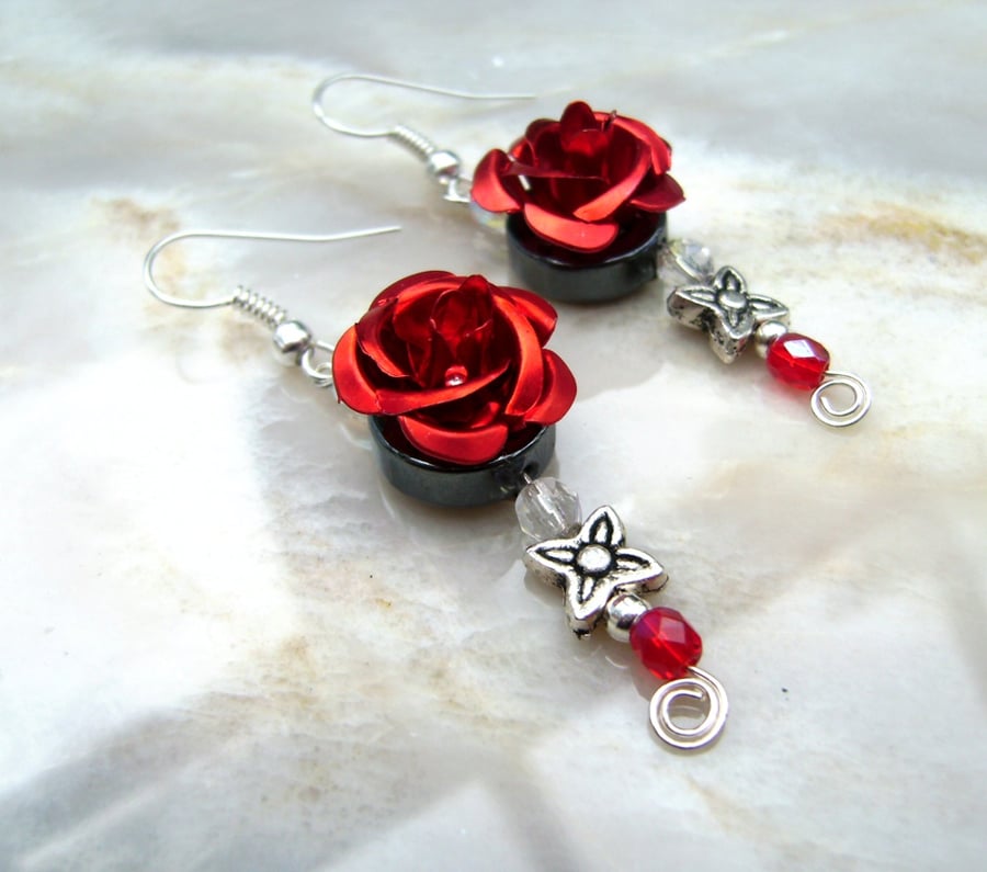 DO NOT BUY except for arranged customer of Custom Order Red Rose Flower earrings