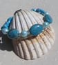 Blue Agate, Howlite & Turquoise Shell Pearl Gemstone Beaded Bracelet "Breonna" - Image 1