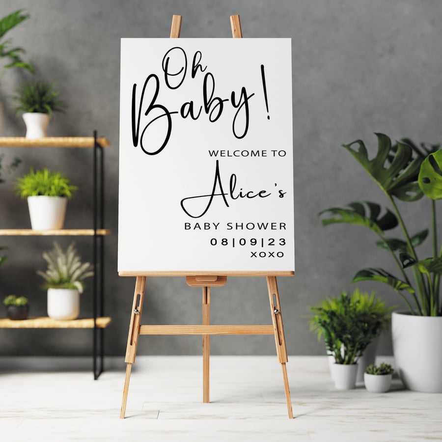 Oh Baby! Personalised Baby Shower Welcome Sticker Decal For DIY Decorative Sign