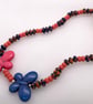 Dramatic Rainbow Calsilica Rondelle Bead Butterfly Necklace  - Image 2