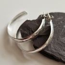 Hammered Sterling Silver Hoop Earrings: handmade, recycled, textured, polished