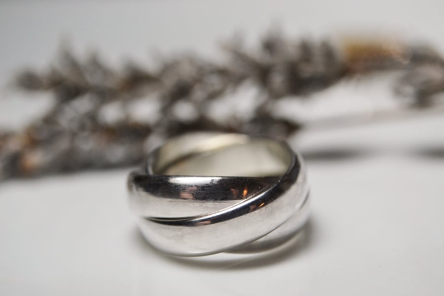 Chunky sterling silver rolling ring - russian wedding ring