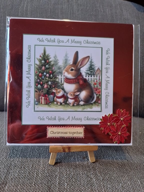 Mother Rabbit Christmas Card handmade