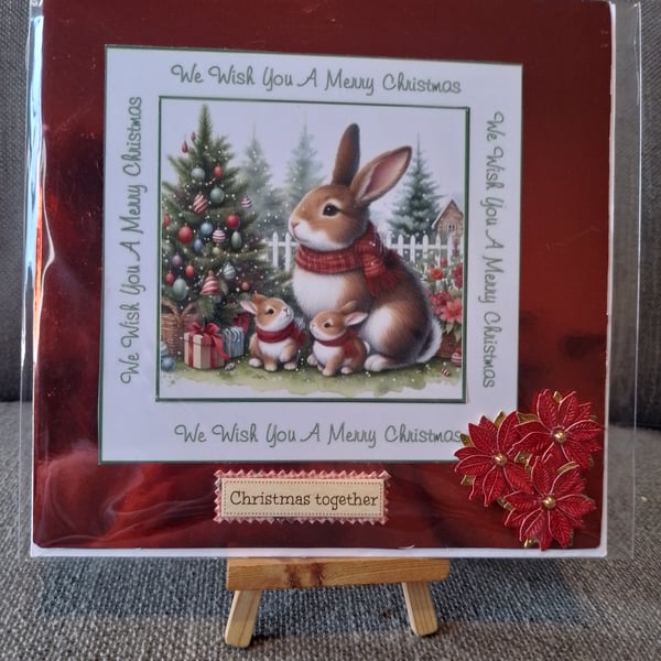 Mother Rabbit Christmas Card handmade