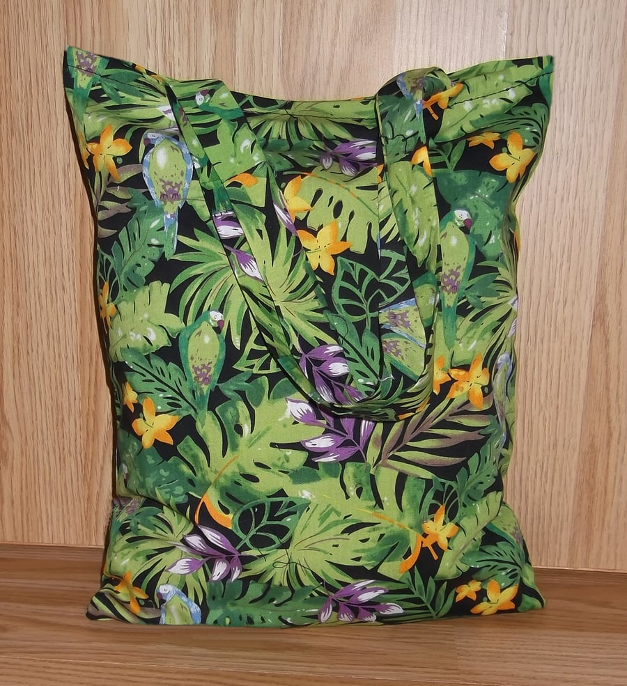 Tote bag. Small. Bag for life shopper. Tropical birds