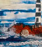 Lighthouse at Penmon Point, an embroidered seascape  - Image 3