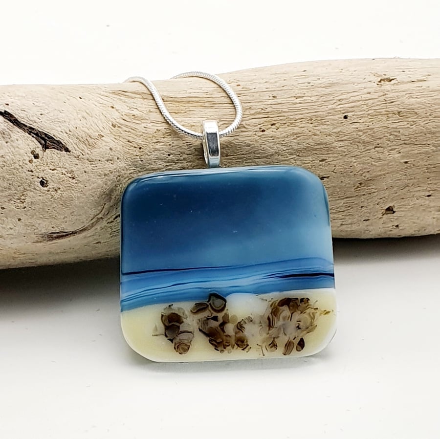 'Shetland Seas' Fused Glass Necklace