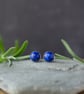 Lapis Lazuli Stud Earrings - Handmade Sterling Silver Studs - Image 4