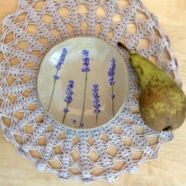 Lavender ceramic dish, Trinket holder with purple, Small dessert dish, 3not