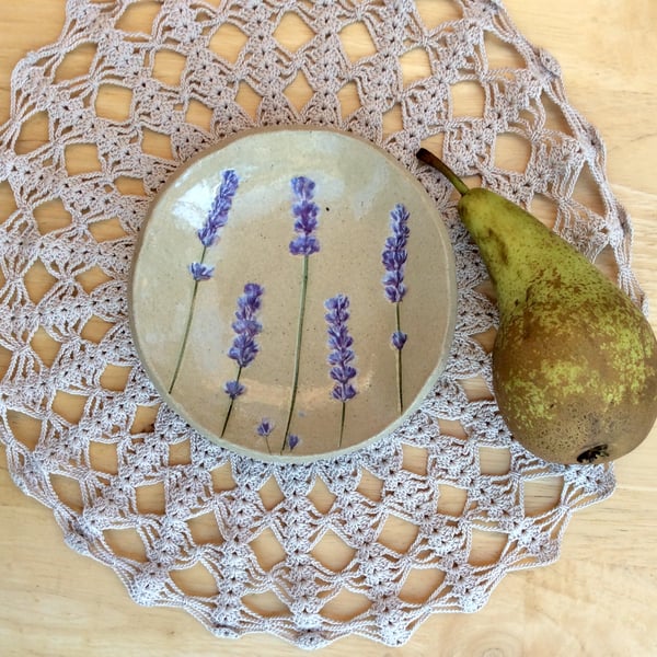 Lavender ceramic dish, Trinket holder with purple, Small dessert dish, 3not