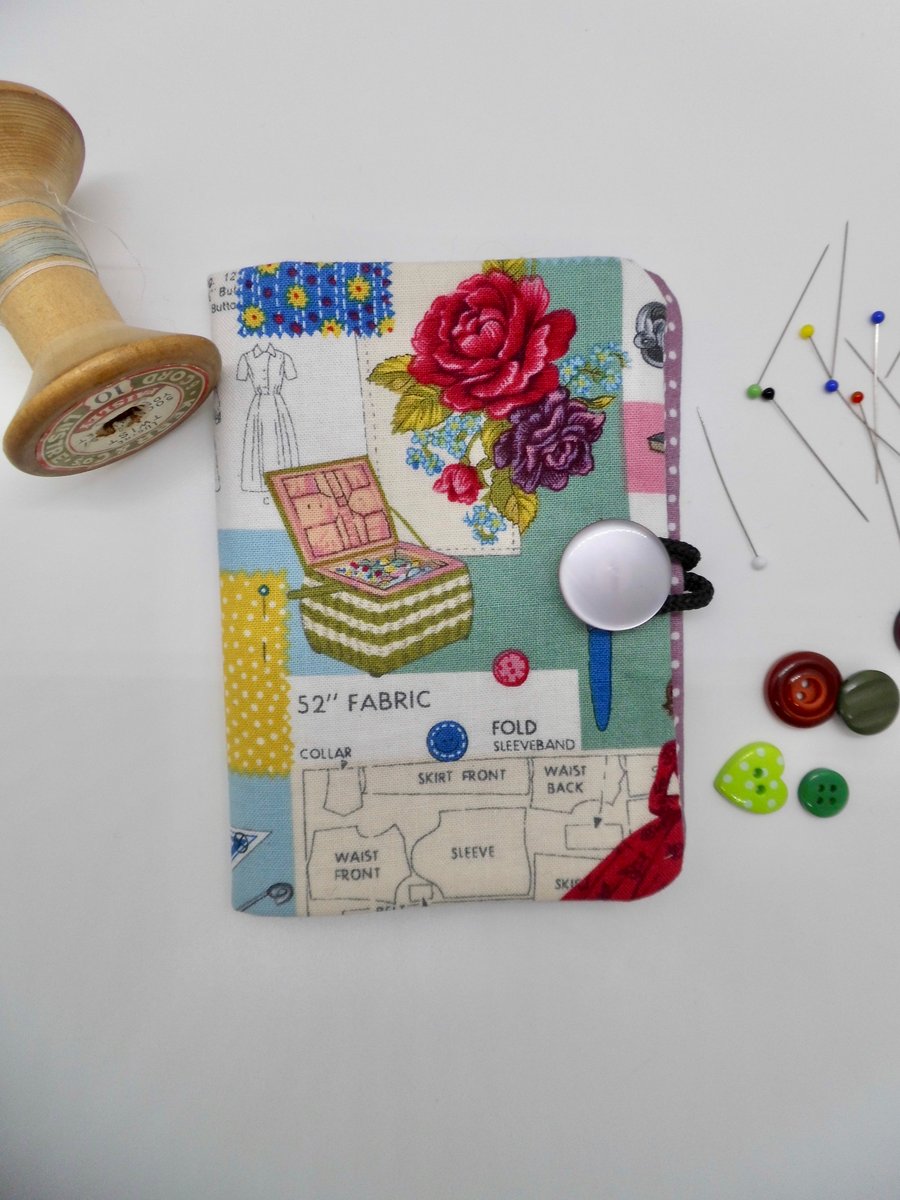 SOLDSewing needle case in dressmaking theme fabric