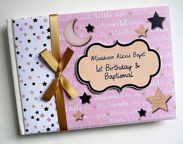 Twinkle Twinkle Little Star girl baby shower guest Book, baby shower gift