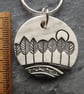 Handmade Ceramic Moonlit Trees pendant in black, white and grey - Image 3