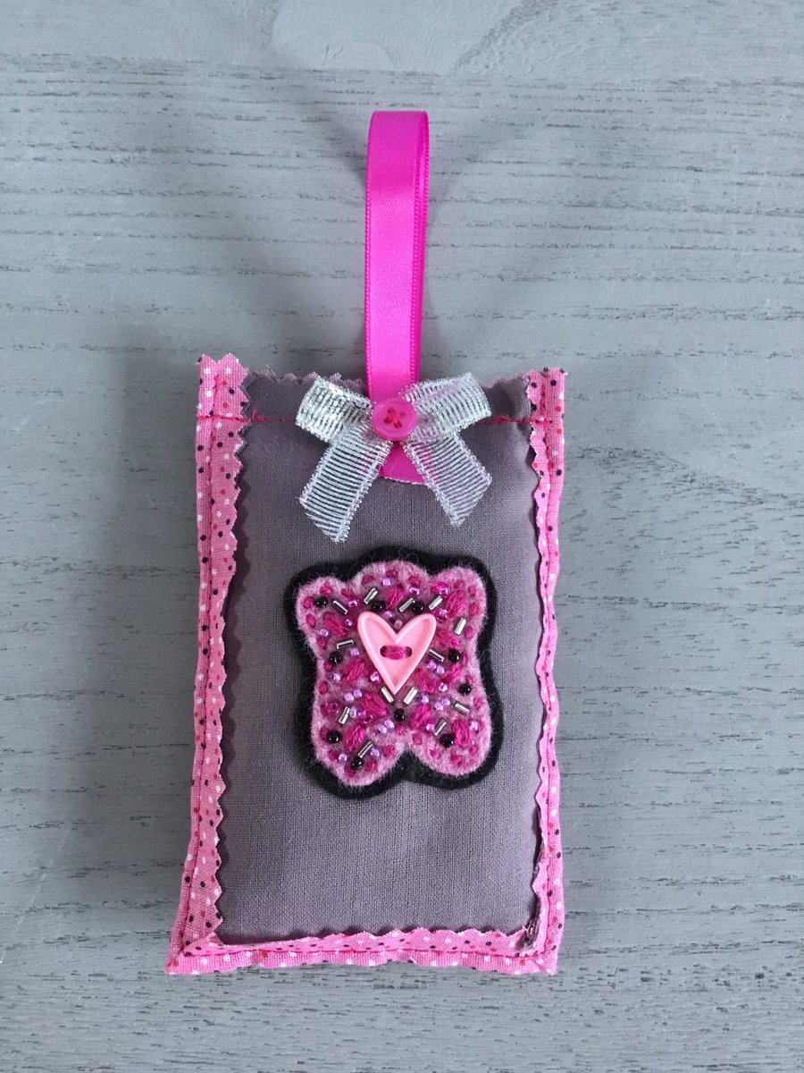 Pink Heart Lavender Bag 