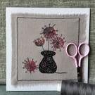 Embroidered appliqué greetings card with envelope