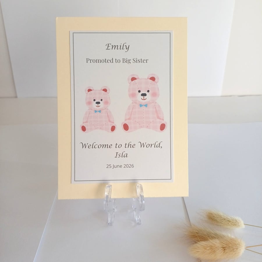 Personalised Big Sister Keepsake, Promoted to Big Sister Gift, Bedroom Decor
