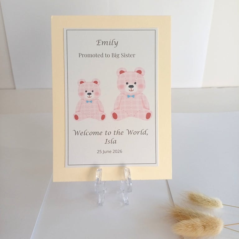 Personalised Big Sister Keepsake, Promoted to Big Sister Gift, Bedroom Decor