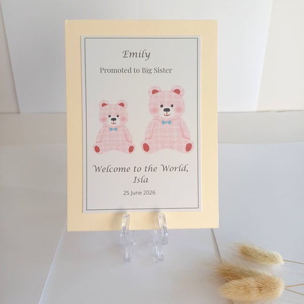 Personalised Big Sister Keepsake, Promoted to Big Sister Gift, Bedroom Decor