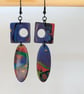 Two tiered geometric earrings dusky skies 