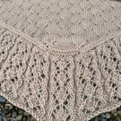 Soft merino wool rich camel brown bottom up textured & lace hand knitted shawl 