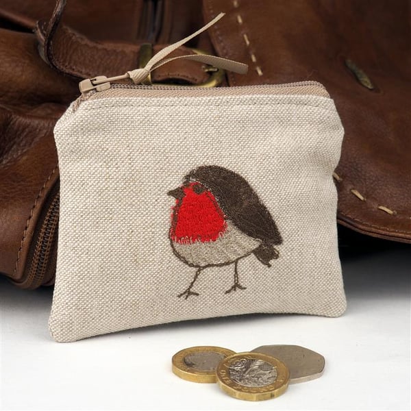 Purse Coin Cosmetic Camera Accessory Robin Nature Bird 