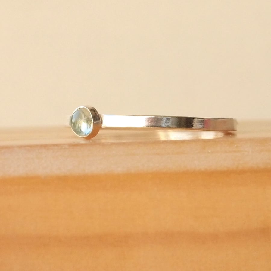 Aquamarine Stacking Ring in Sterling Silver, March Birthstone Jewellery