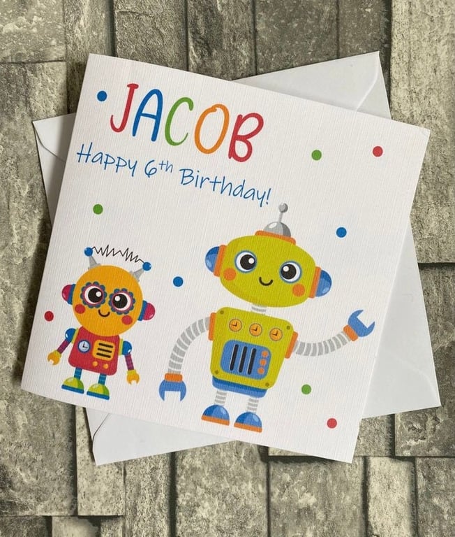 Robot Card for Boy for Girl Personalised Happy Birthday Son Grandson Nephew 3rd 
