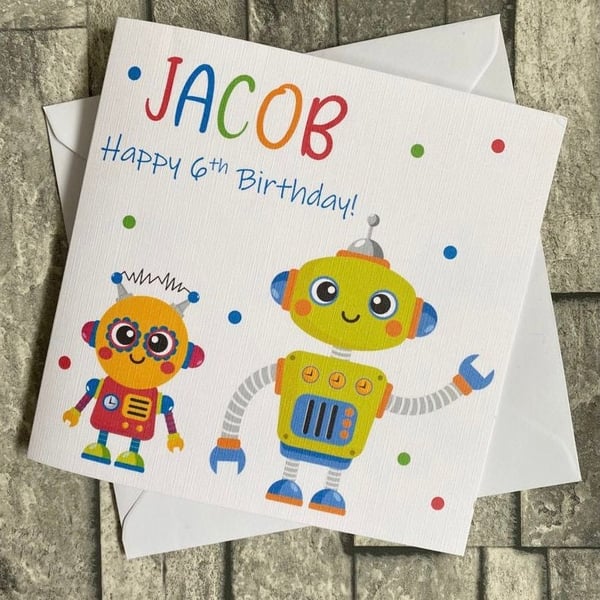 Robot Card for Boy for Girl Personalised Happy Birthday Son Grandson Nephew 3rd 