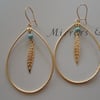 Large teardrop leaf gold earrings